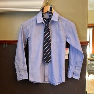 🆕 George Size 7/8 Blue Dress Shirt & striped tie (Velcro back)